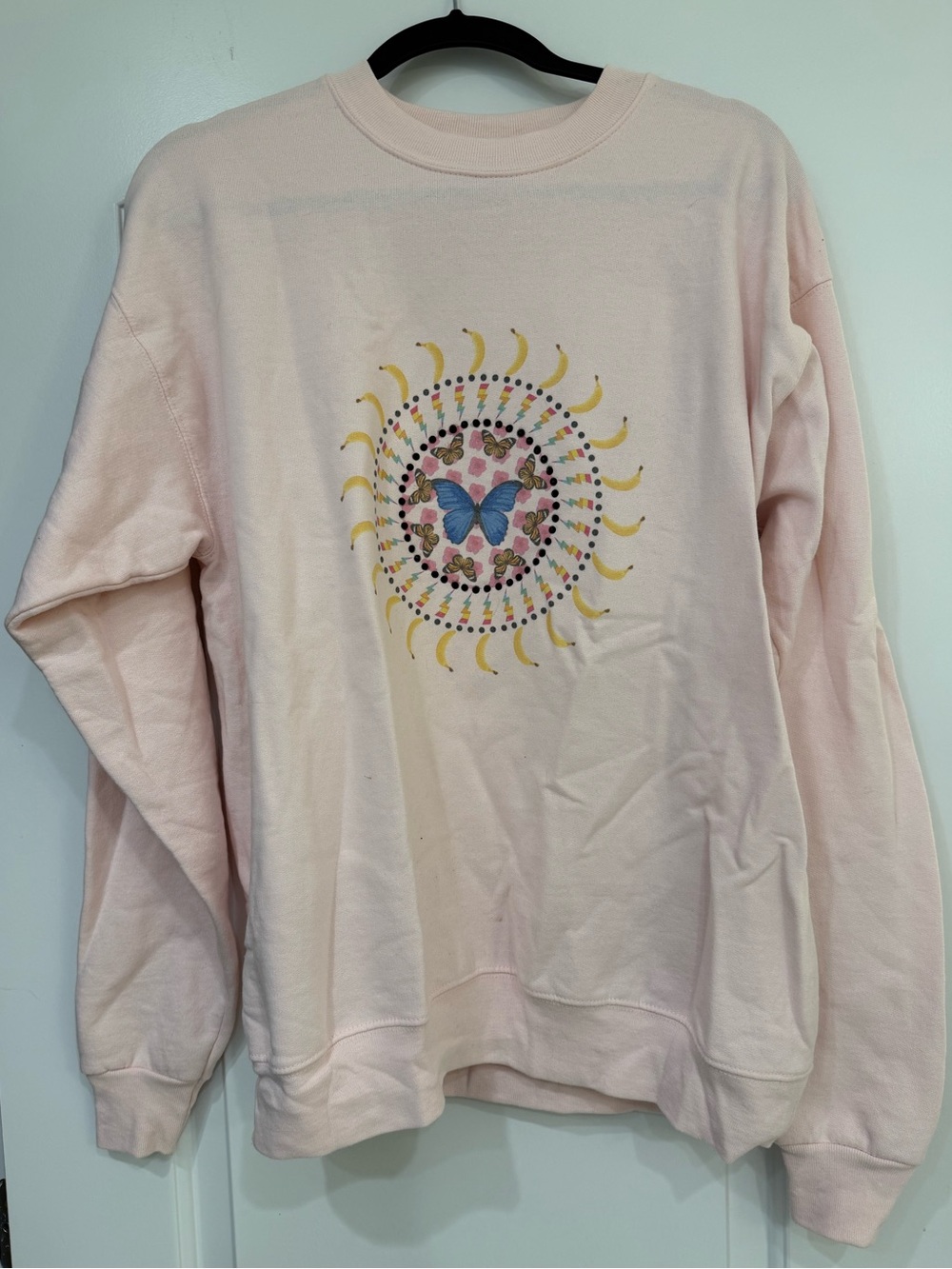 Light Pink Butterfly Sunburst Graphic Sweatshirt